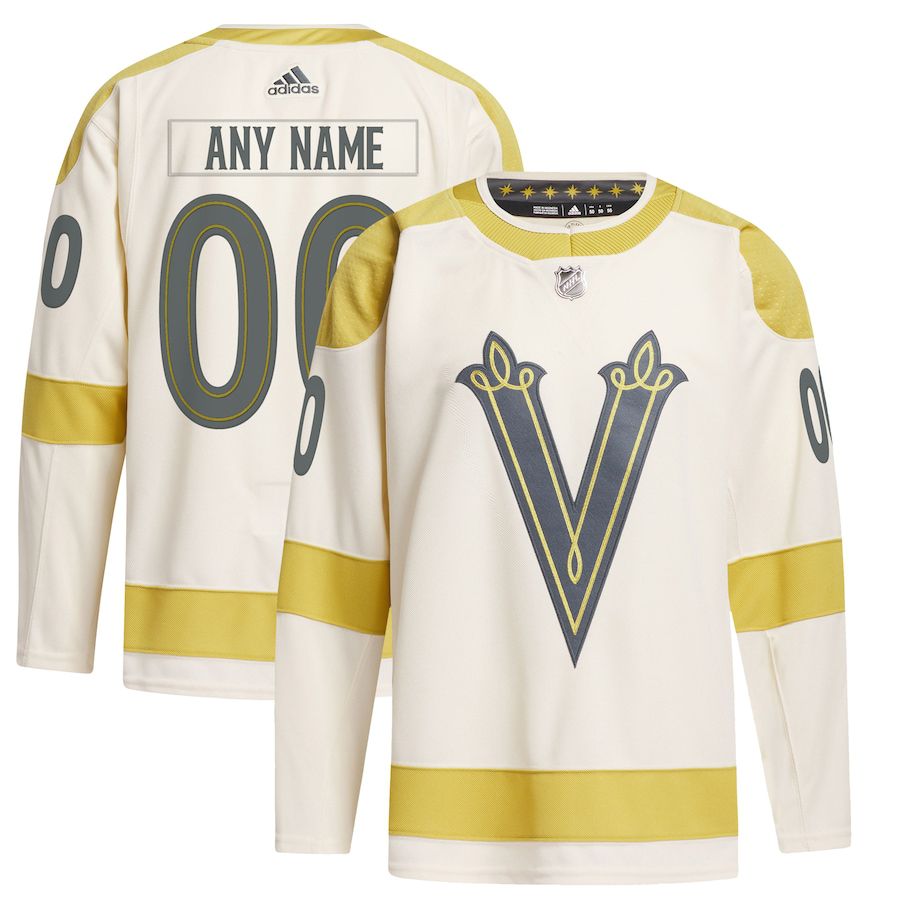 Men Vegas Golden Knights adidas Cream 2024 NHL Winter Classic Primegreen Authentic Custom Jersey